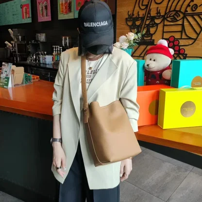 Soft Solid Bucket Bag - Image 2