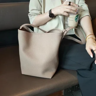 Soft Solid Bucket Bag