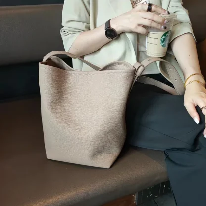 Soft Solid Bucket Bag