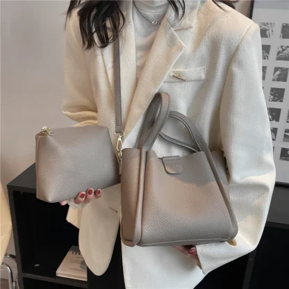Simple Solid Bucket Bag - Image 2