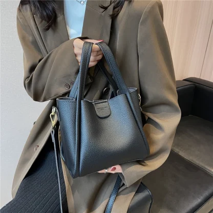 Simple Solid Bucket Bag - Image 3