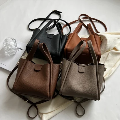 Simple Solid Bucket Bag - Image 5