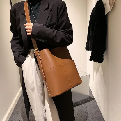 Casual Solid Bucket Bag - Image 2