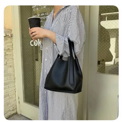 Crossbody Solid Bucket Bag - Image 2