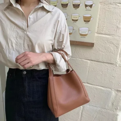 Crossbody Solid Bucket Bag - Image 4