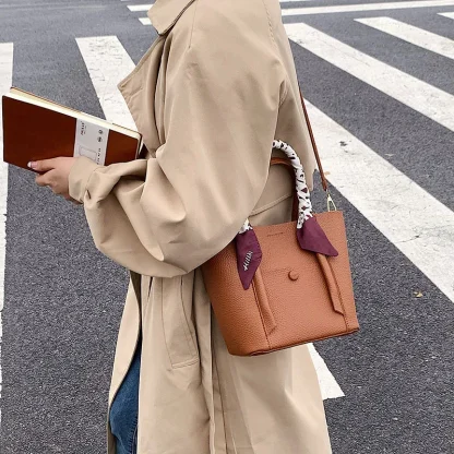 Elegant Scarf Bucket Bag - Image 2