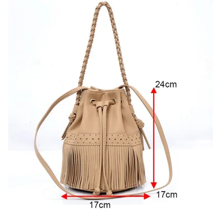 Drawstring Tassel Bucket Bag - Image 7