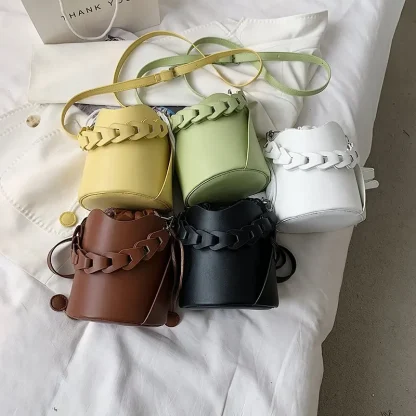 Solid Crossbody Bucket Bag - Image 3