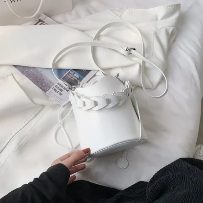 Solid Crossbody Bucket Bag - Image 2
