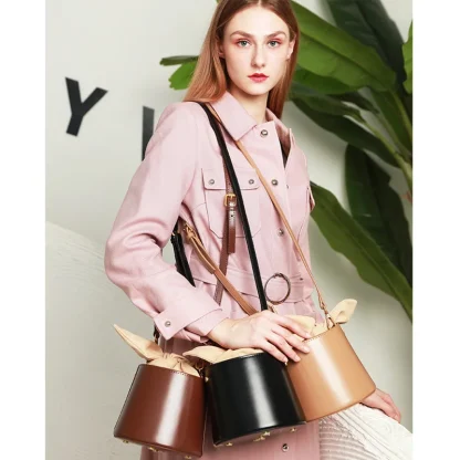 Sleek Crossbody Bucket Bag - Image 3
