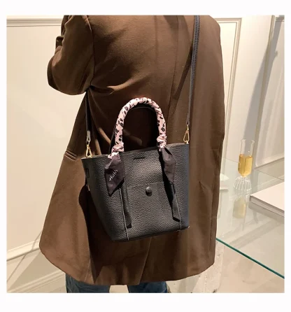 Elegant Scarf Bucket Bag - Image 5