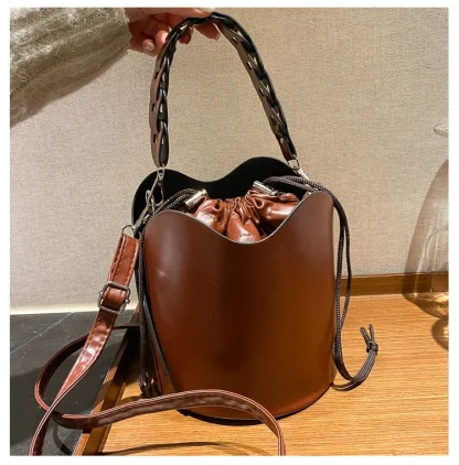 Drawstring Crossbody Bucket Bag - Image 6