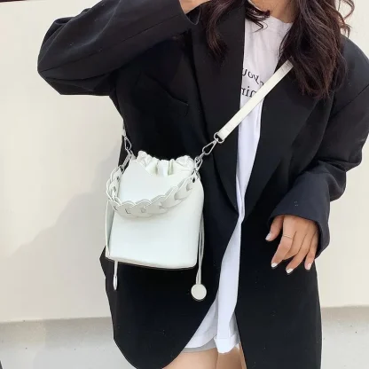 Solid Crossbody Bucket Bag