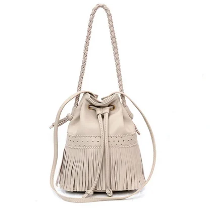Drawstring Tassel Bucket Bag - Image 5