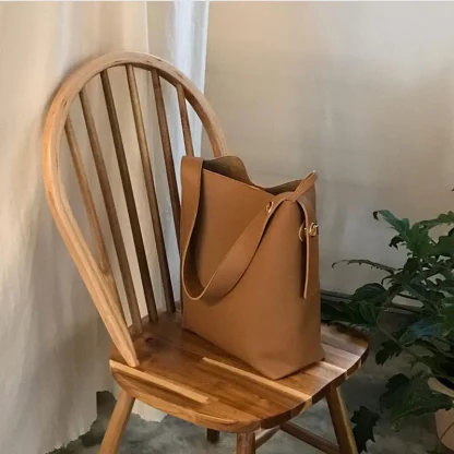 Sleek Generous Bucket Bag - Image 6