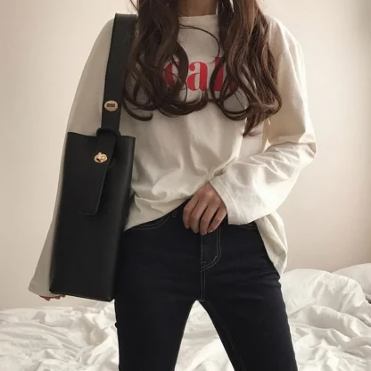 Sleek Generous Bucket Bag - Image 4