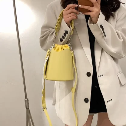 Solid Crossbody Bucket Bag - Image 6