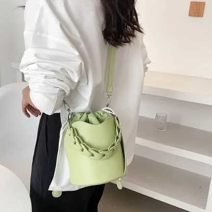 Solid Crossbody Bucket Bag - Image 4