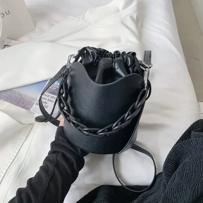Solid Crossbody Bucket Bag - Image 7