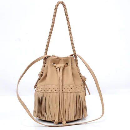 Drawstring Tassel Bucket Bag - Image 3