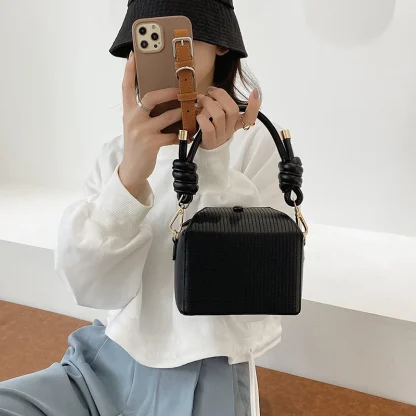 Solid Square Bucket Bag - Image 4
