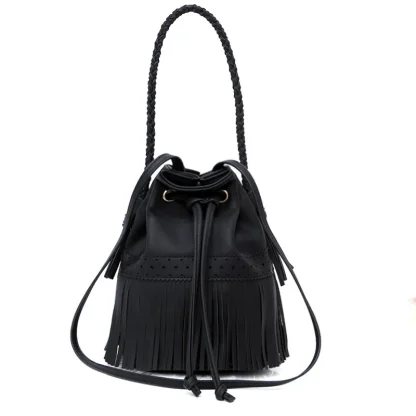 Drawstring Tassel Bucket Bag - Image 4
