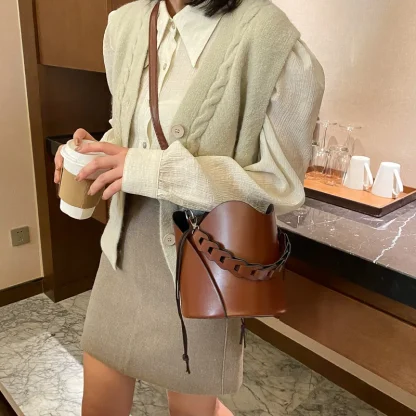 Drawstring Crossbody Bucket Bag - Image 5