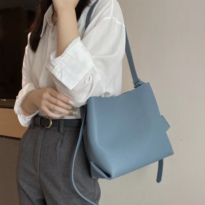 Sleek Solid Bucket Bag - Image 2