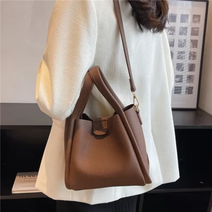 Simple Solid Bucket Bag - Image 7