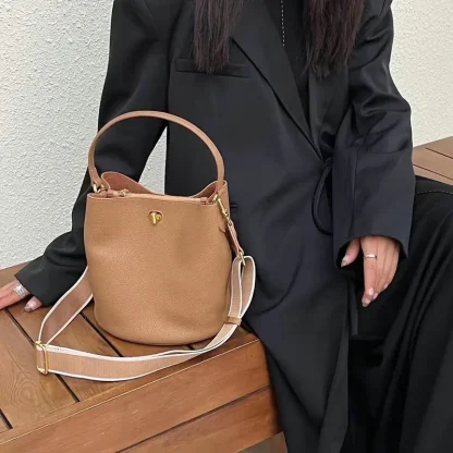 Solid Spacious Bucket Bag - Image 6