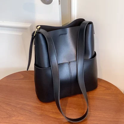 Casual Solid Bucket Bag - Image 5