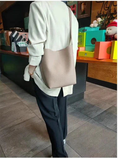 Soft Solid Bucket Bag - Image 4