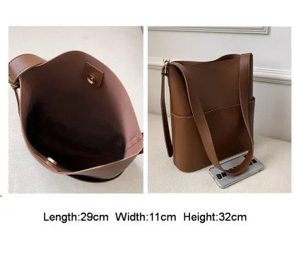 Casual Solid Bucket Bag - Image 7
