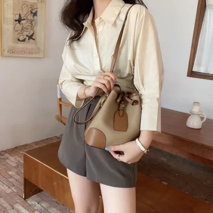 Elegant Drawstring Bucket Bag - Image 5