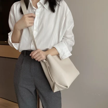 Sleek Solid Bucket Bag - Image 7