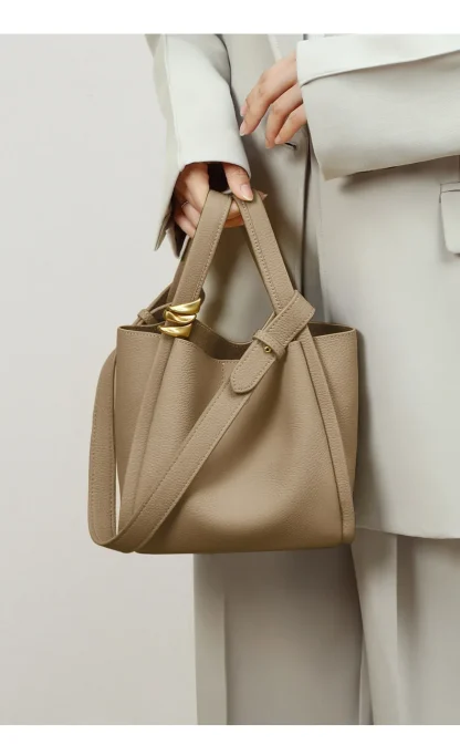 Compact Solid Bucket Bag - Image 6