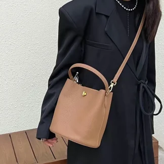 Solid Spacious Bucket Bag