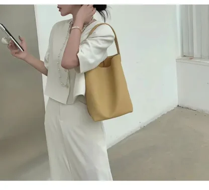 Solid Tote Bucket Bag - Image 6