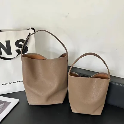 Solid Tote Bucket Bag