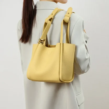 Compact Solid Bucket Bag - Image 2